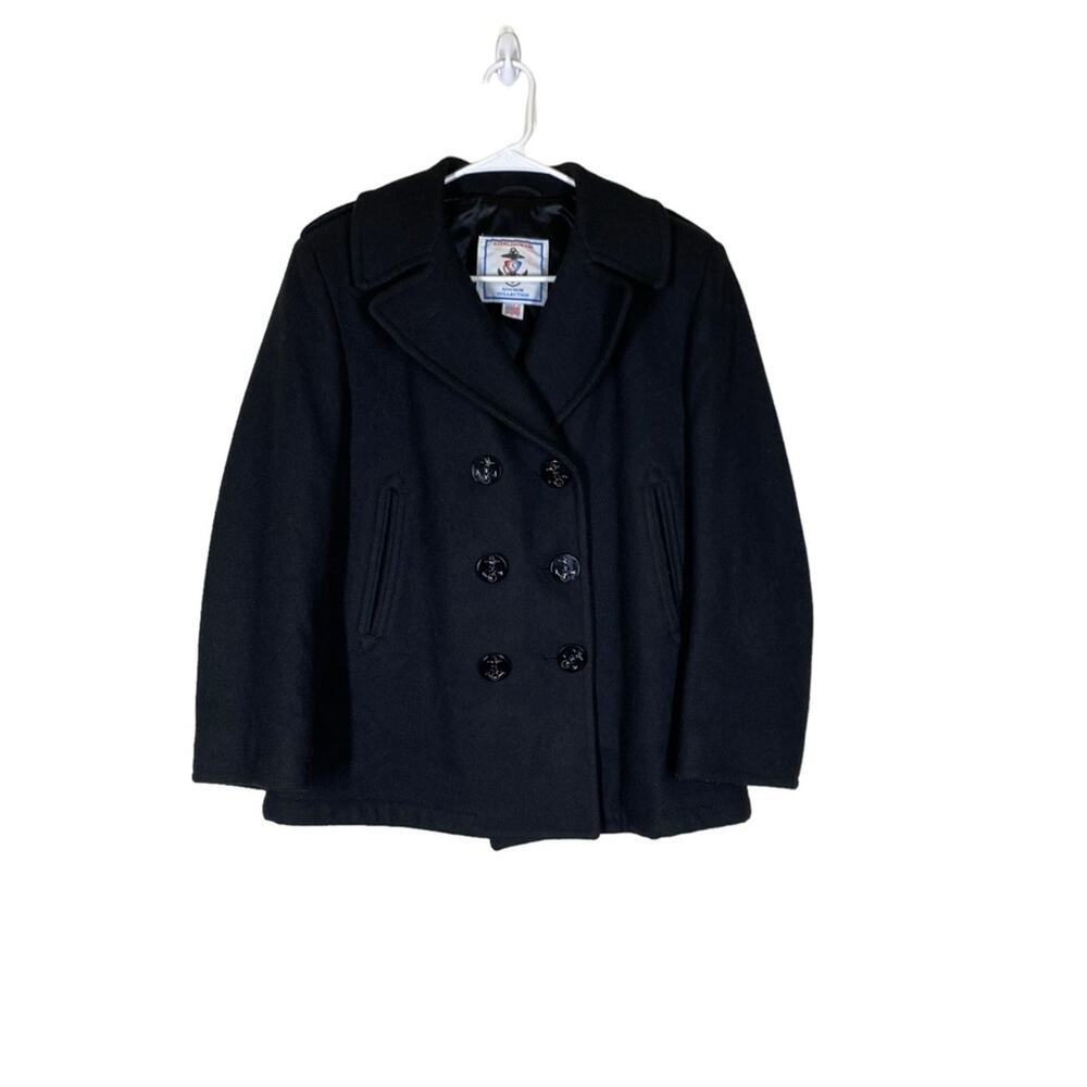 Sterlingwear Anchor Collection Military Navy Wool Blend Peacoat Size 12 SHORT